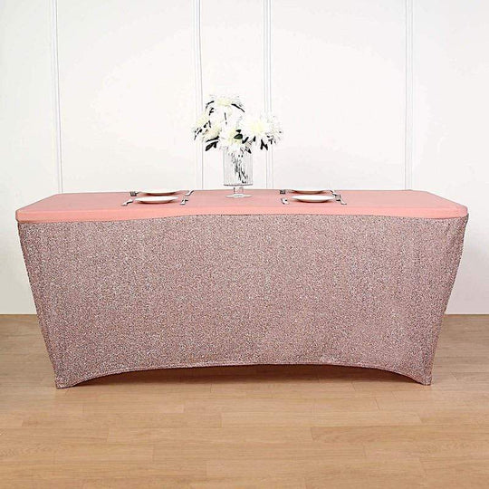 6 feet Fitted Spandex Tablecloth Ruffled Metallic Table Cover