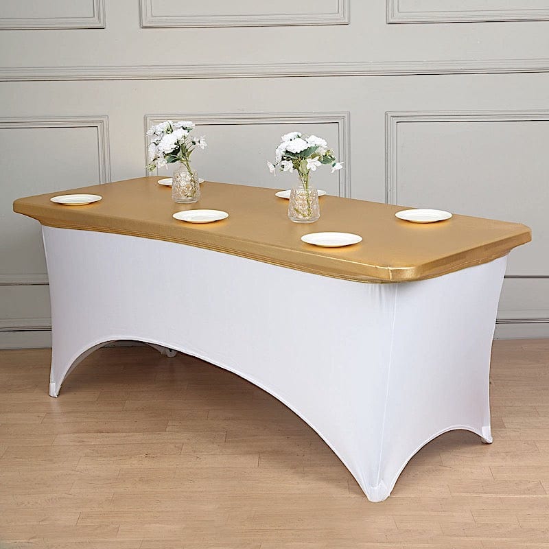 6 feet Metallic Fitted Spandex Rectangular Table Top Cover