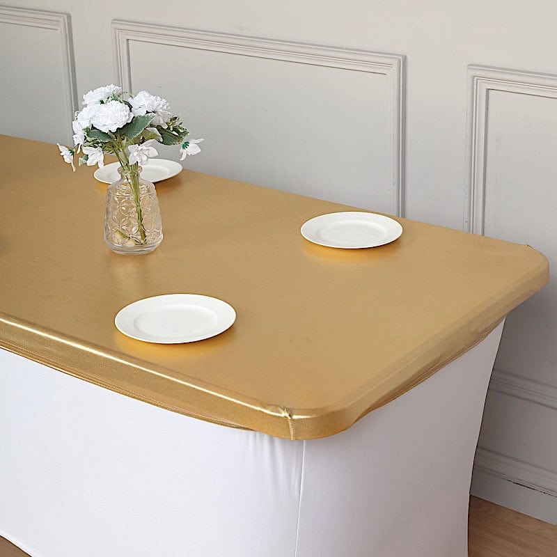 6 feet Metallic Fitted Spandex Rectangular Table Top Cover
