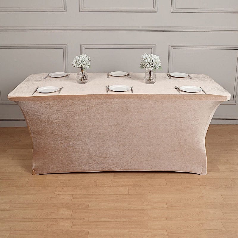 6 feet Premium Velvet Rectangular Tablecloth Fitted Table Cover