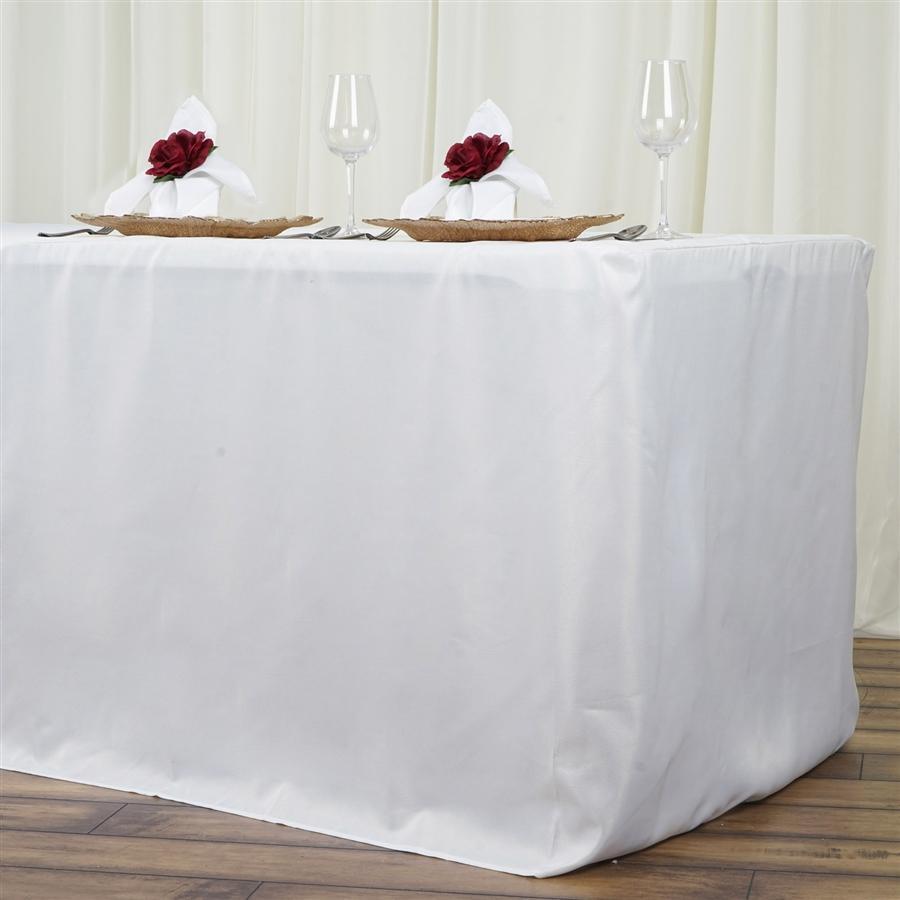 8 feet Ivory Fitted Polyester Tablecloth
