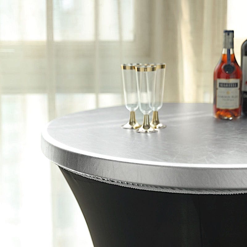 Breling 4-Pack Gold Metallic Table Topper Caps For 27-29 Inch Round Cocktail Tables - Spandex Stretch Covers