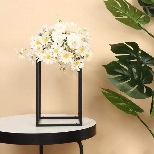 2 pcs 12 in tall Matte Metal Geometric Rectangular Stands Flower Vase Holders