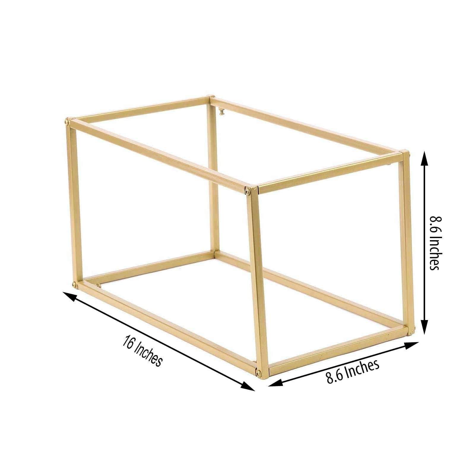 2 pcs 16 in tall Matte Metal Geometric Rectangular Stands Flower Vase Holders