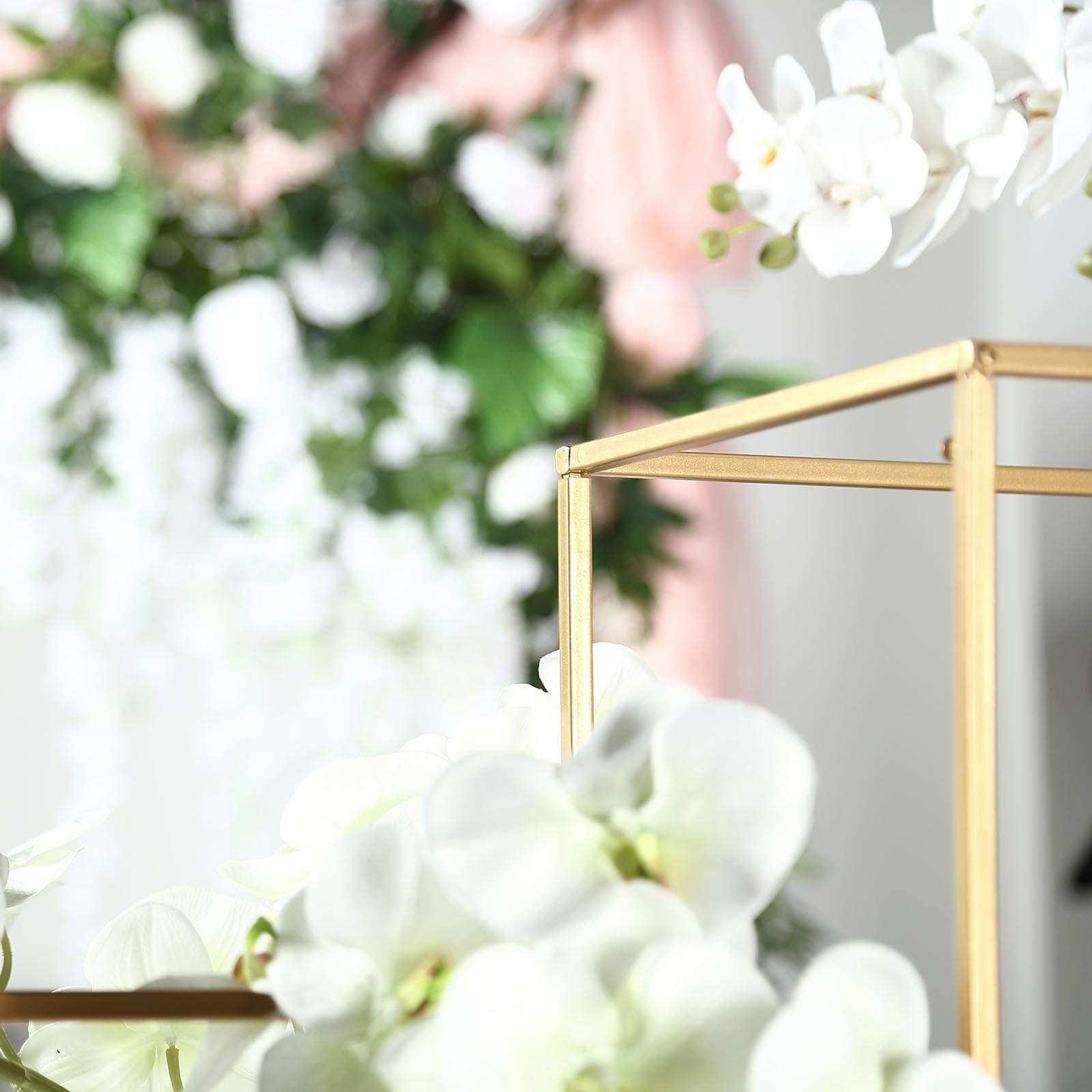 2 pcs 16 in tall Matte Metal Geometric Rectangular Stands Flower Vase Holders