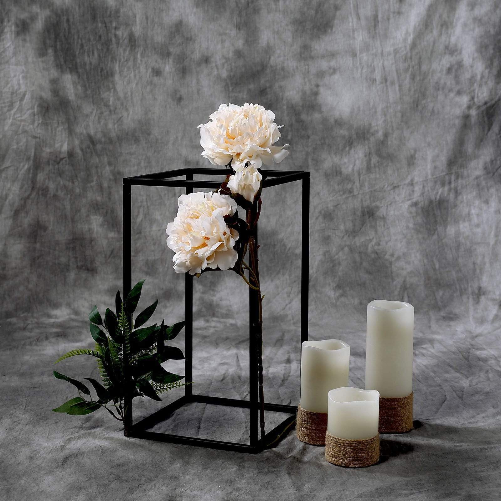 2 pcs 16 in tall Matte Metal Geometric Rectangular Stands Flower Vase Holders