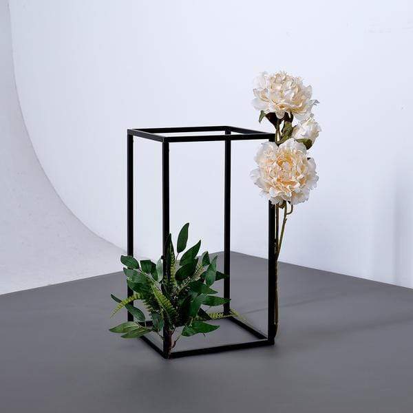 2 pcs 16 in tall Matte Metal Geometric Rectangular Stands Flower Vase Holders
