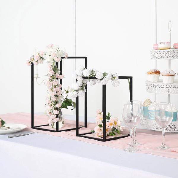 2 pcs 16 in tall Matte Metal Geometric Rectangular Stands Flower Vase Holders