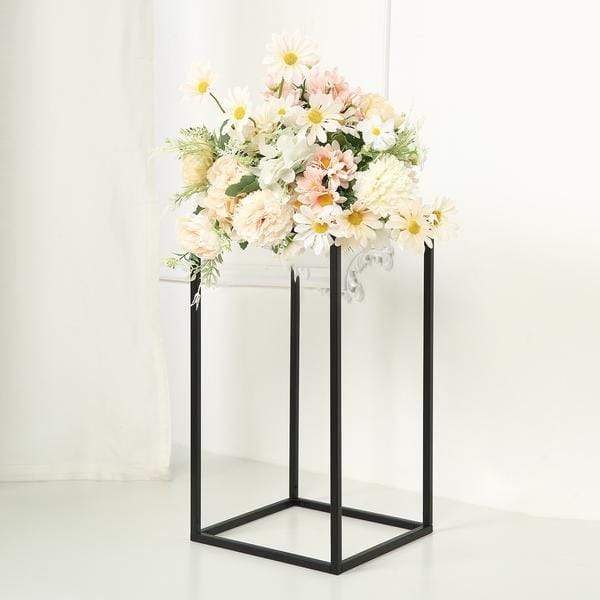 2 pcs 16 in tall Matte Metal Geometric Rectangular Stands Flower Vase Holders