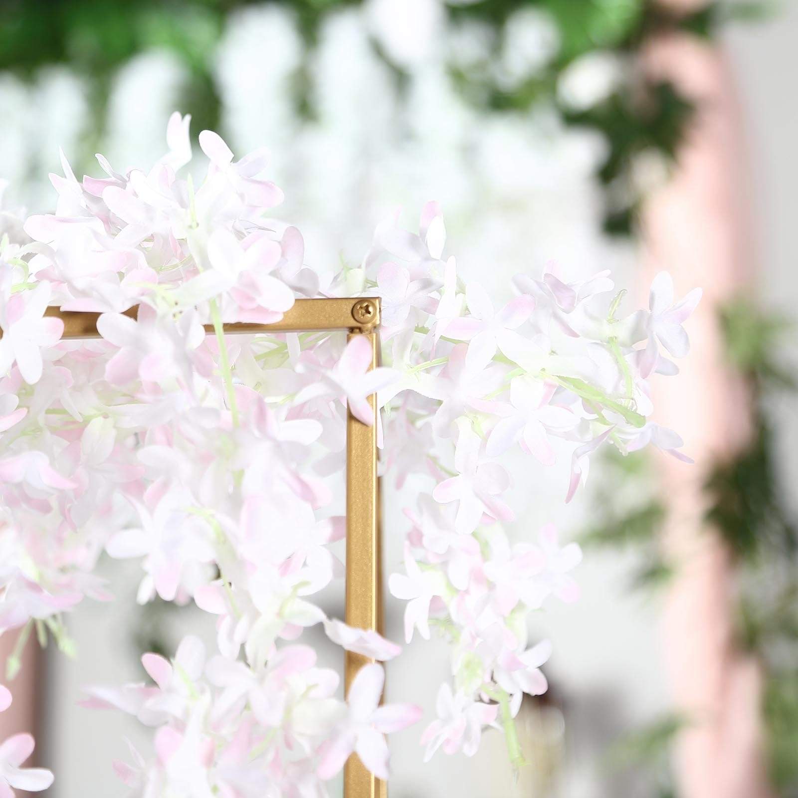 2 pcs 24 in tall Matte Metal Geometric Rectangular Stands Flower Vase Holders