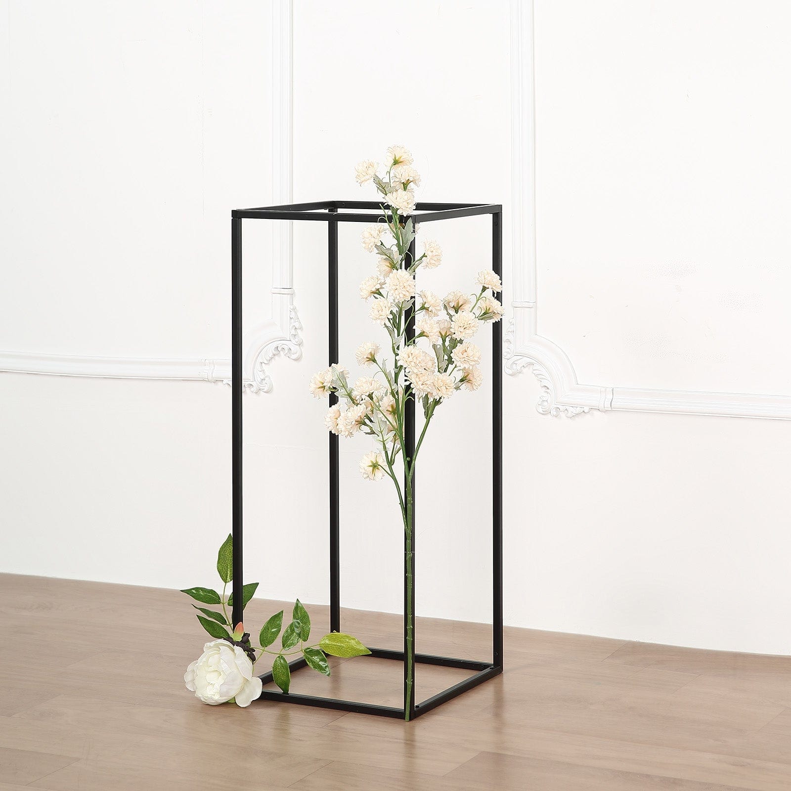 2 pcs 24 in tall Matte Metal Geometric Rectangular Stands Flower Vase Holders