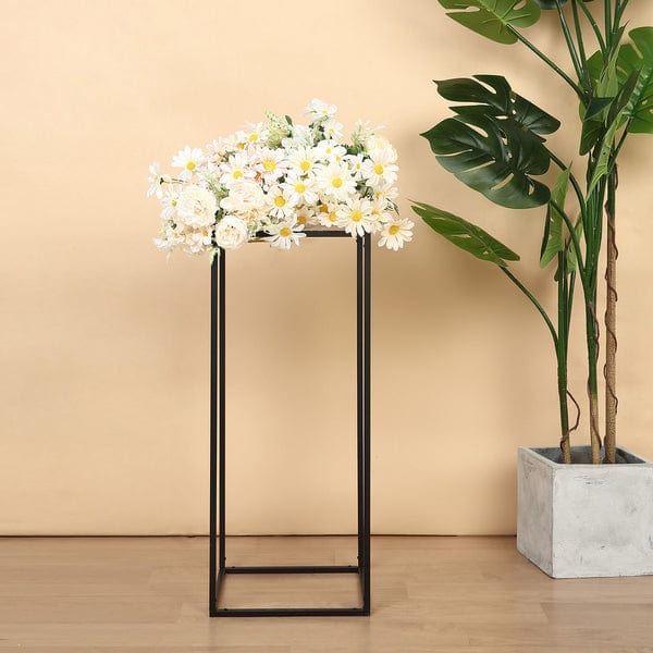 2 pcs 24 in tall Matte Metal Geometric Rectangular Stands Flower Vase Holders