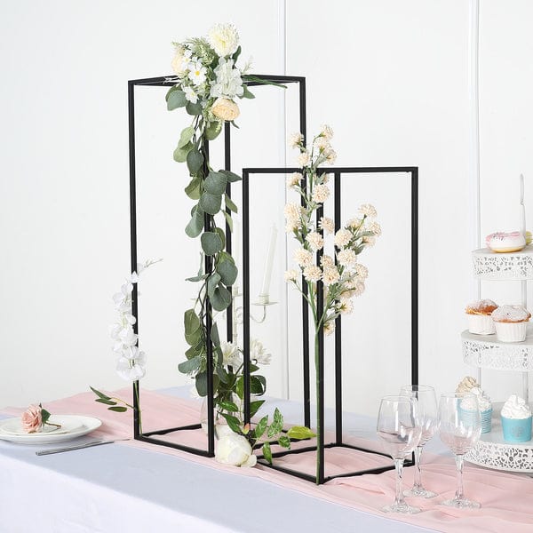 2 pcs 24 in tall Matte Metal Geometric Rectangular Stands Flower Vase Holders