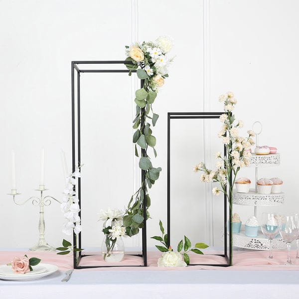 2 pcs 24 in tall Matte Metal Geometric Rectangular Stands Flower Vase Holders