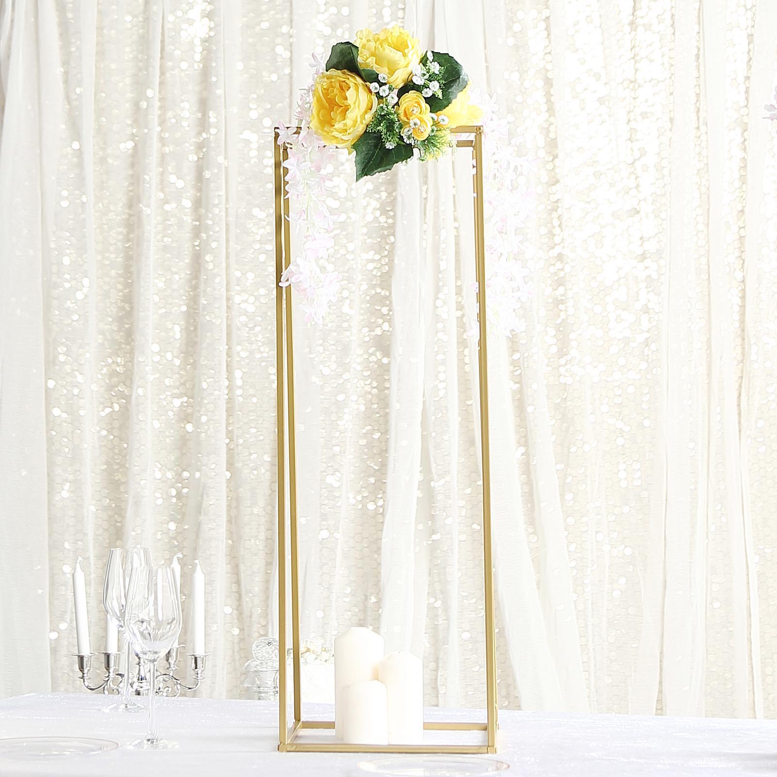 2 pcs 32 in tall Metal Geometric Rectangular Stands Flower Vase Holders