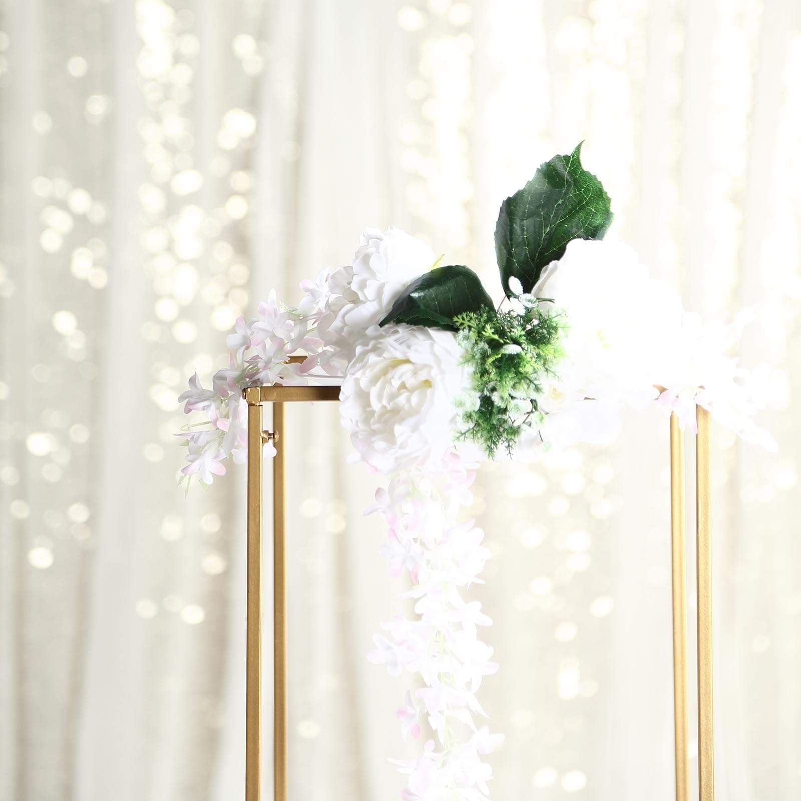 2 Rectangular 40 in tall Metal Geometric Flower Stands Centerpieces