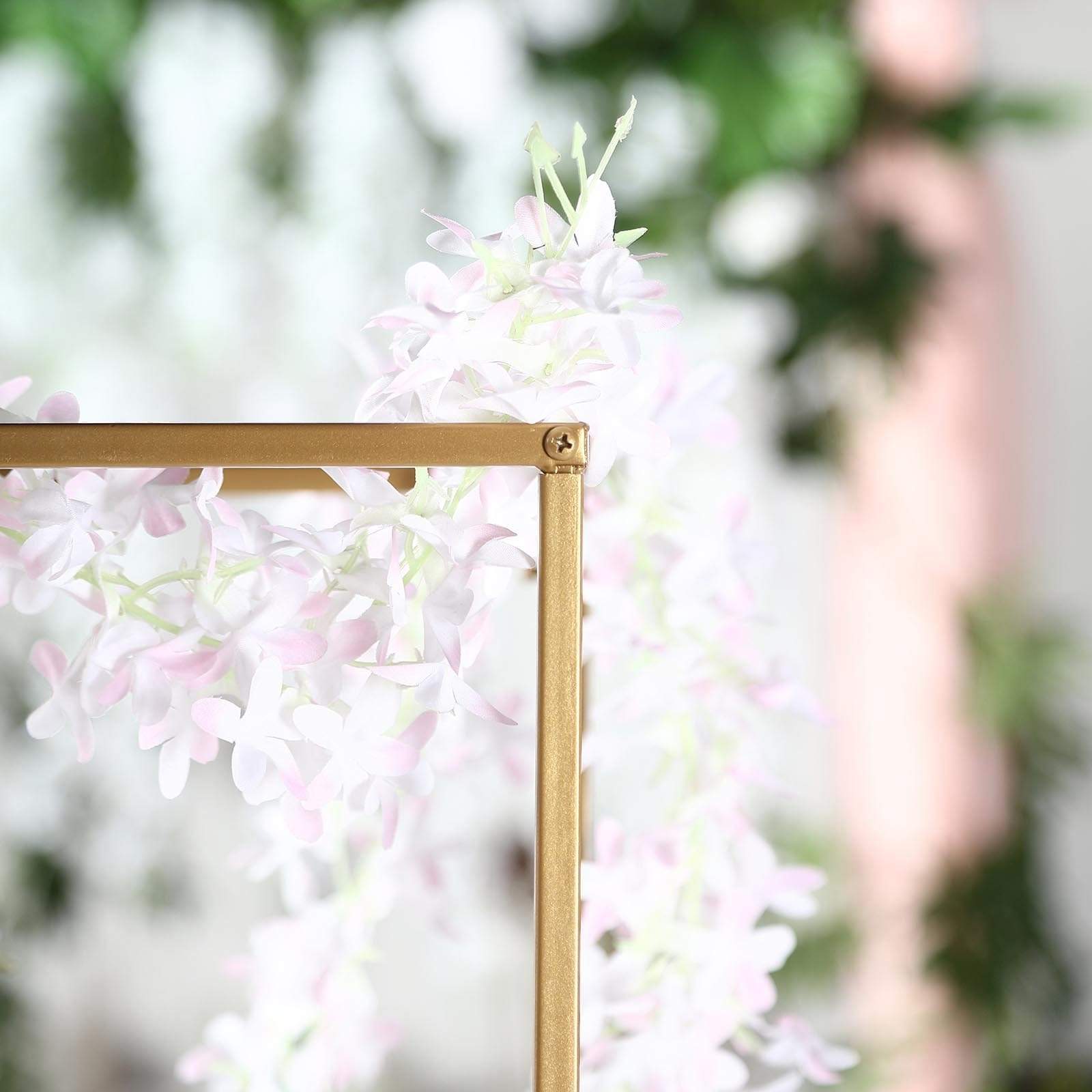 2 Rectangular 40 in tall Metal Geometric Flower Stands Centerpieces