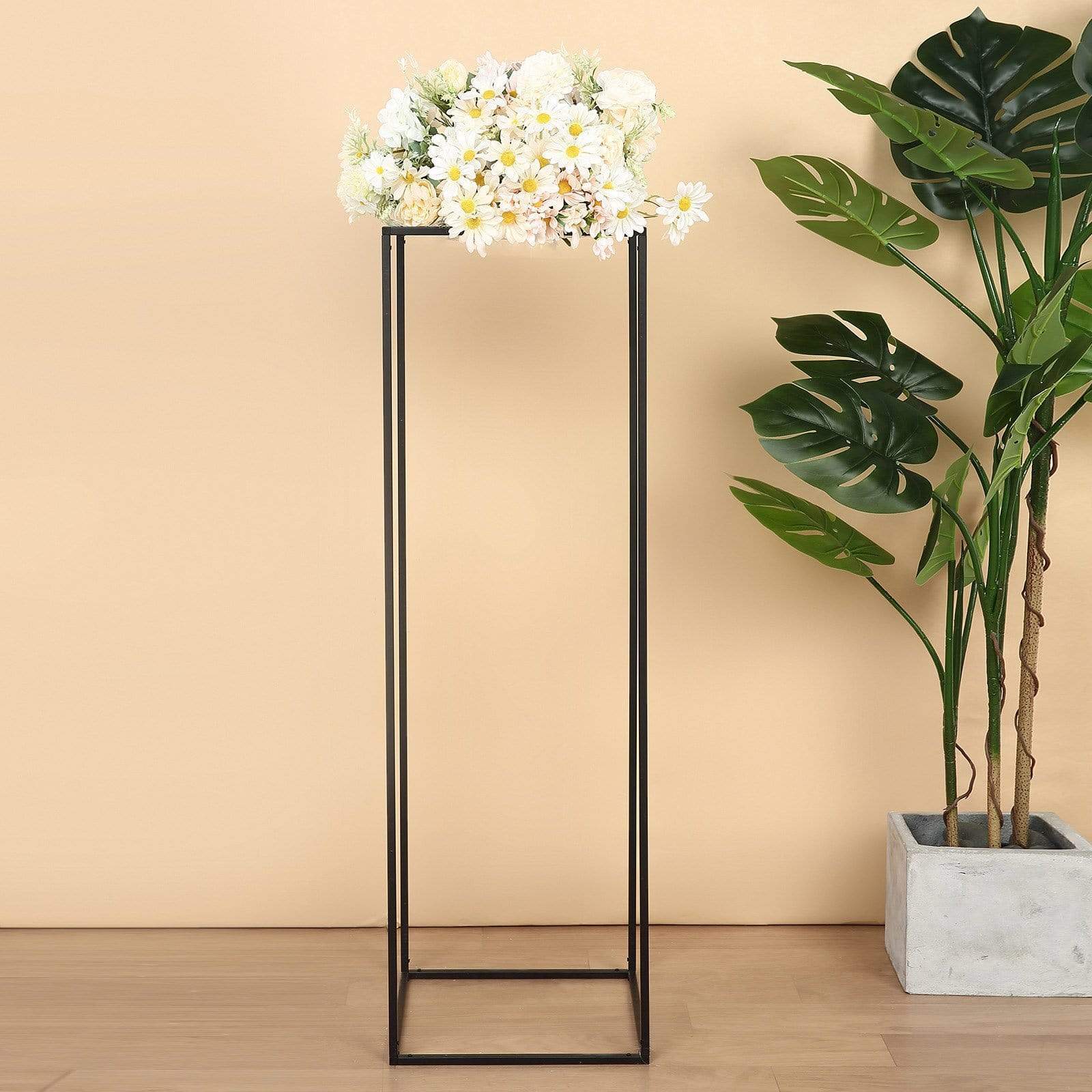 2 Rectangular 40 in tall Metal Geometric Flower Stands Centerpieces