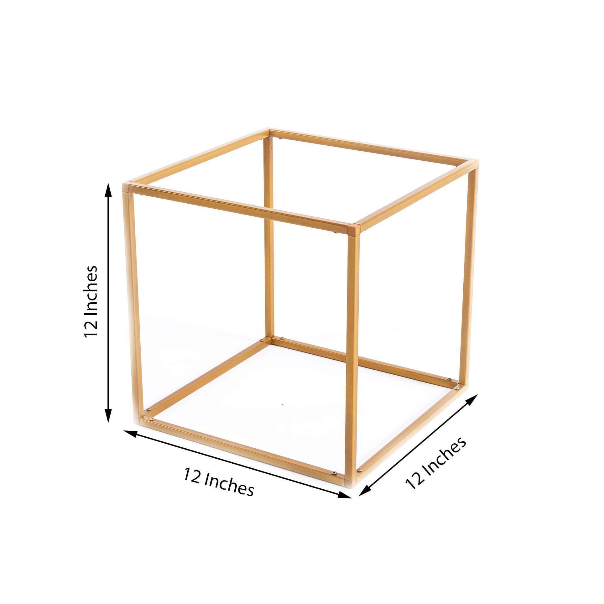2 pcs Gold Matte Metal Geometric Square Stands Flower Vase Holders