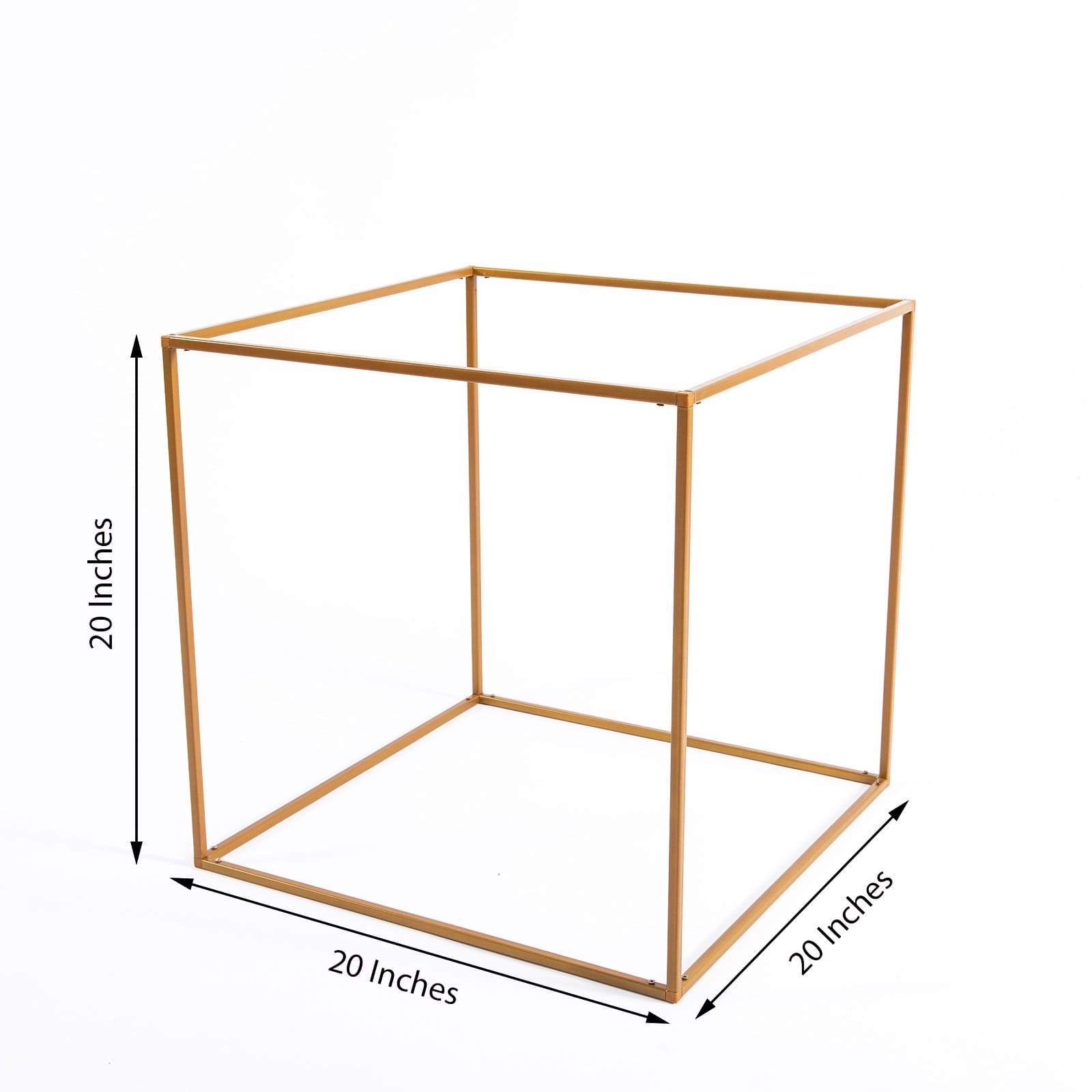 2 pcs Gold Matte Metal Geometric Square Stands Flower Vase Holders