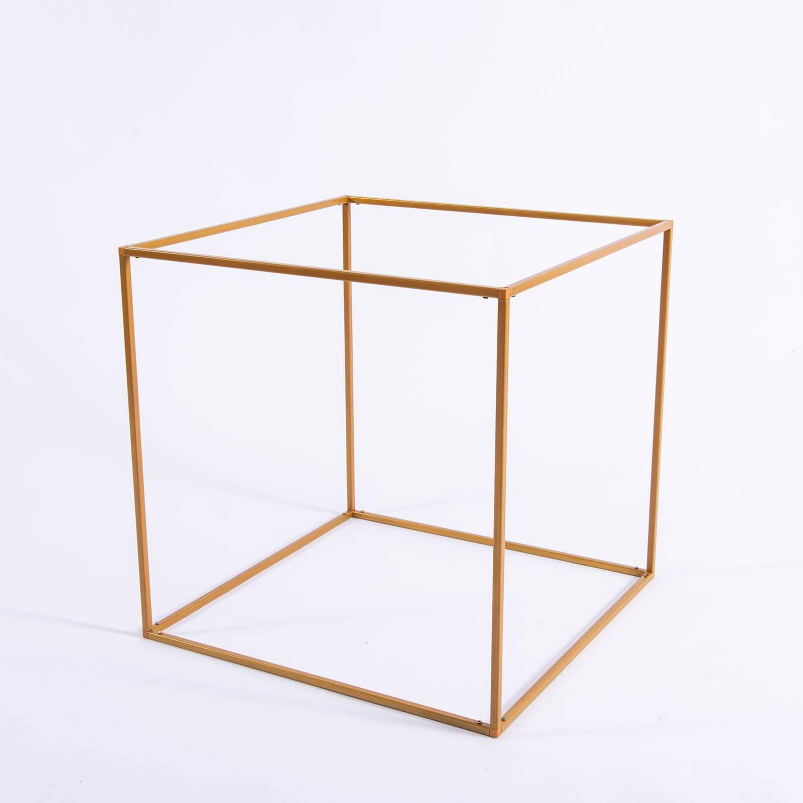 2 pcs Gold Matte Metal Geometric Square Stands Flower Vase Holders