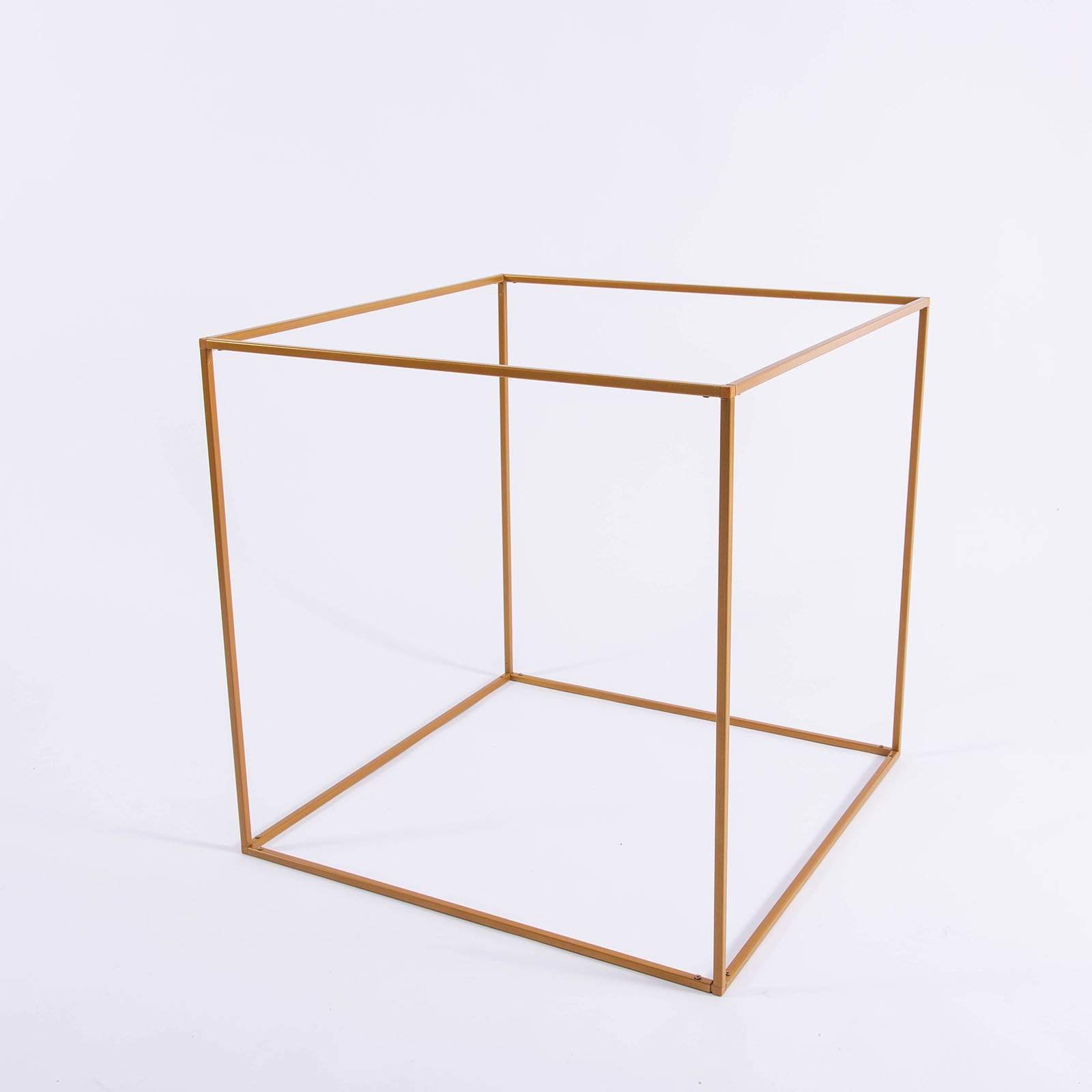 2 pcs Gold Matte Metal Geometric Square Stands Flower Vase Holders