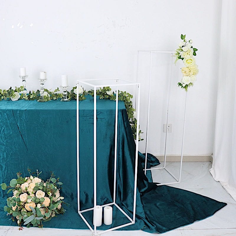 2 Rectangular 40 in tall Metal Geometric Flower Stands Centerpieces