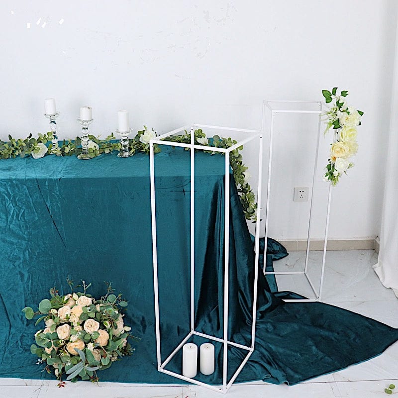 2 Rectangular 40 in tall Metal Geometric Flower Stands Centerpieces
