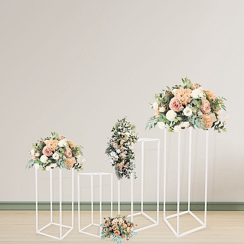 2 Rectangular 40 in tall Metal Geometric Flower Stands Centerpieces