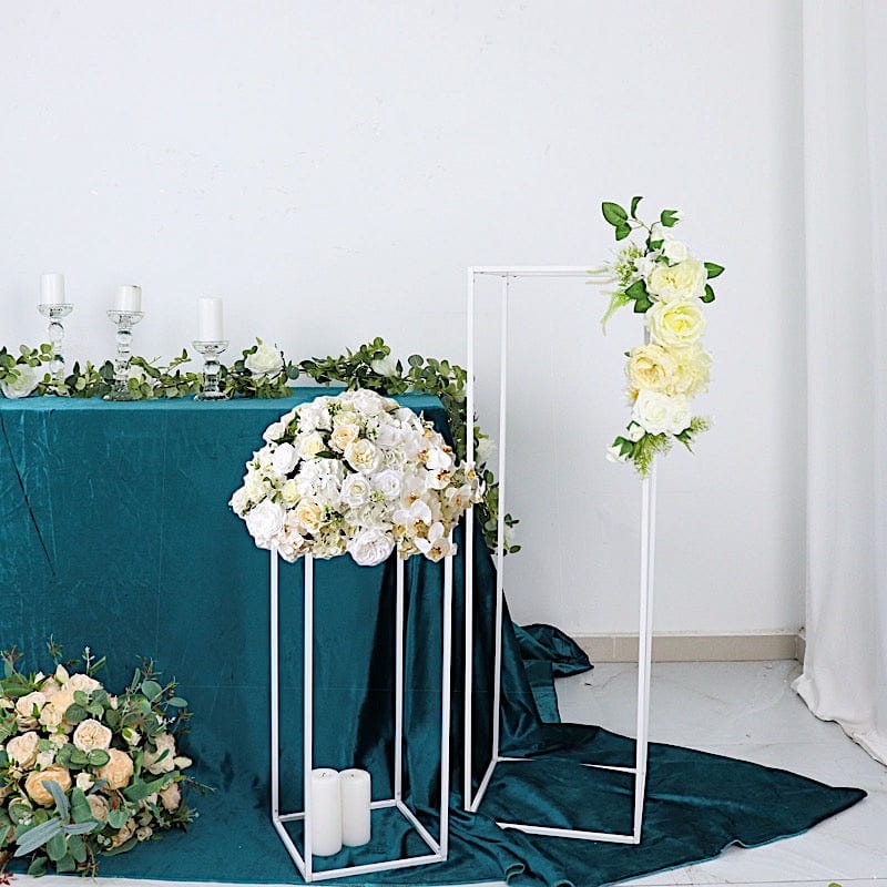 2 Rectangular 40 in tall Metal Geometric Flower Stands Centerpieces