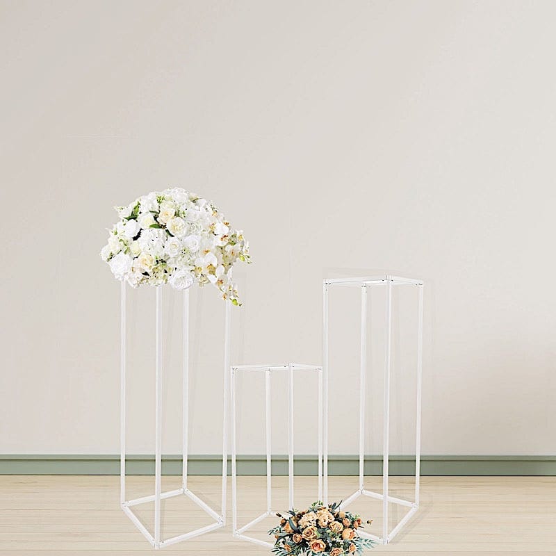2 Rectangular 40 in tall Metal Geometric Flower Stands Centerpieces