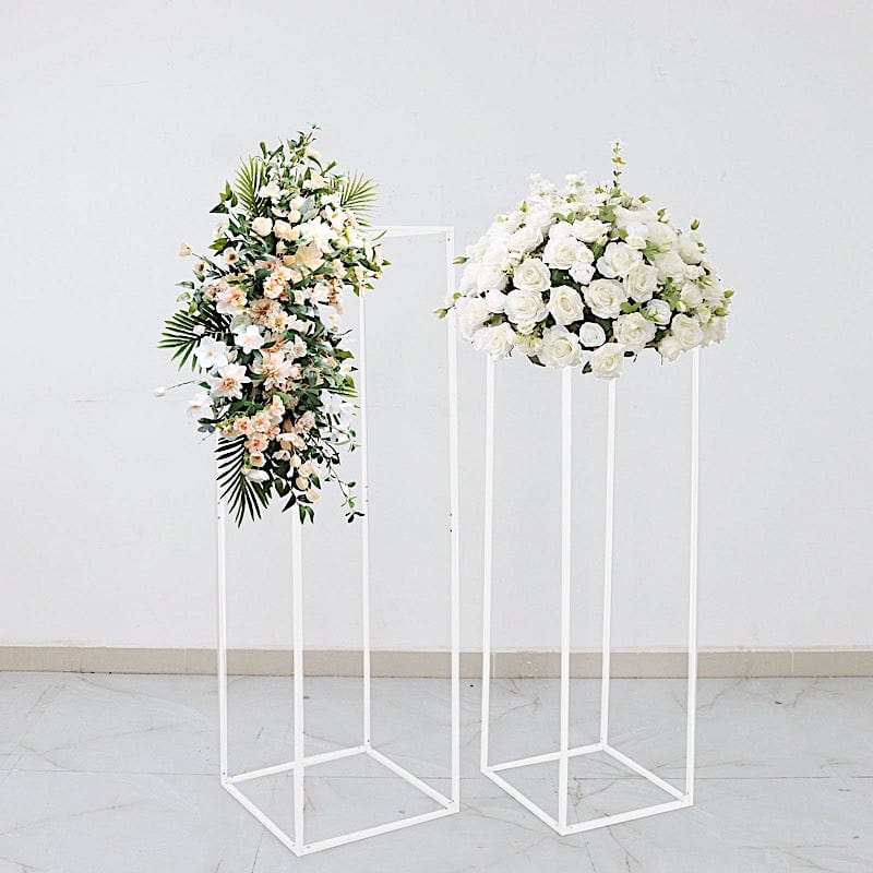 2 Rectangular 40 in tall Metal Geometric Flower Stands Centerpieces