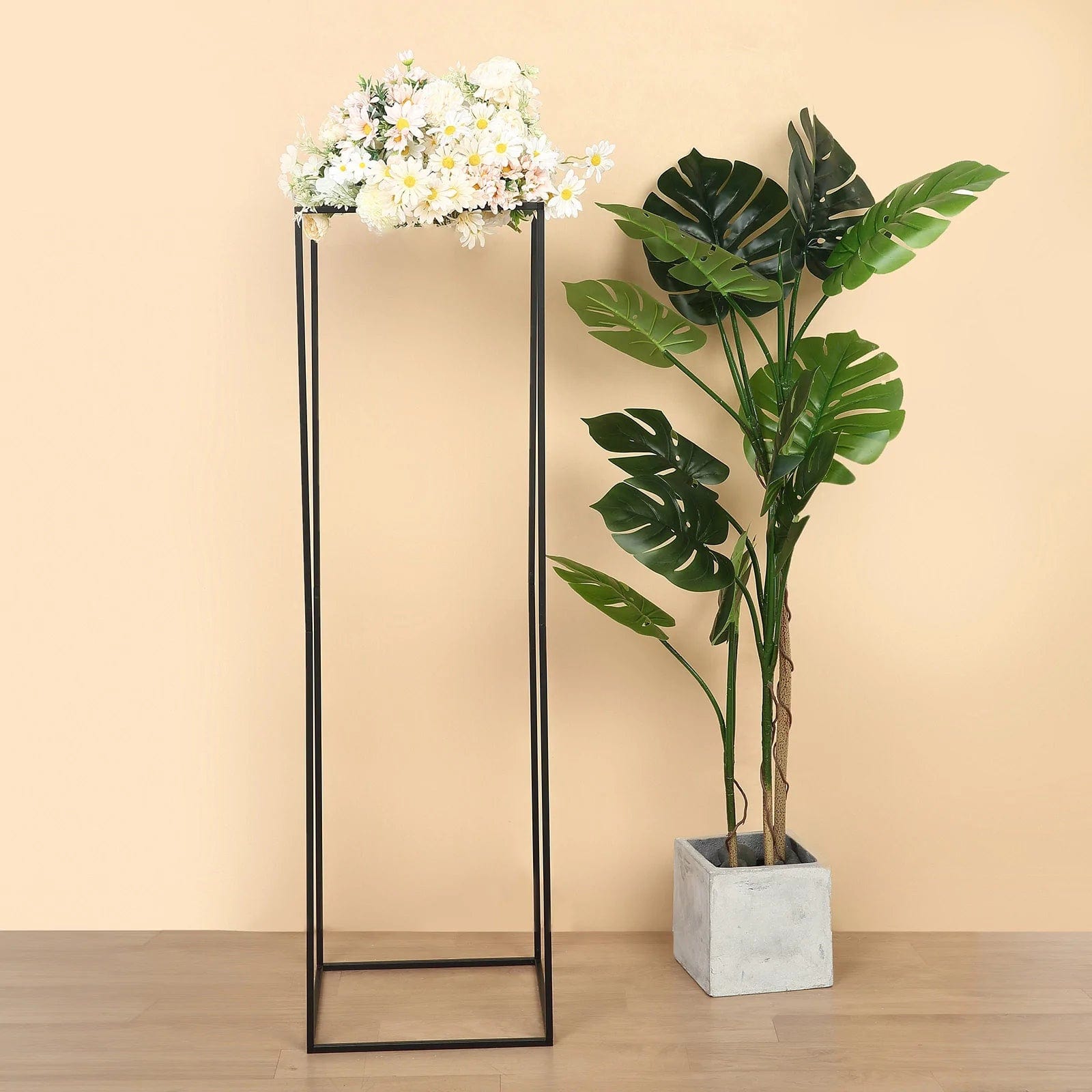 2 Rectangular 48 in tall Metal Geometric Flower Stands Centerpieces