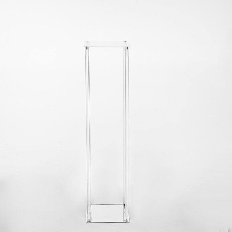 Clear Crystal Rectangular Stand Flower Vase Column