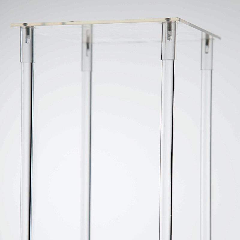 Clear Crystal Rectangular Stand Flower Vase Column