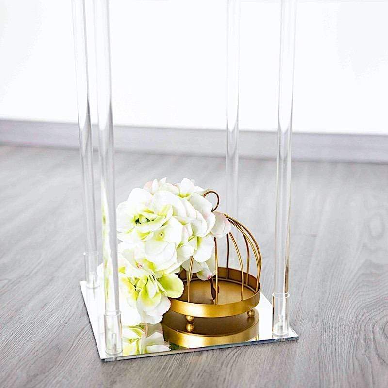 Clear Crystal Rectangular Stand Flower Vase Column