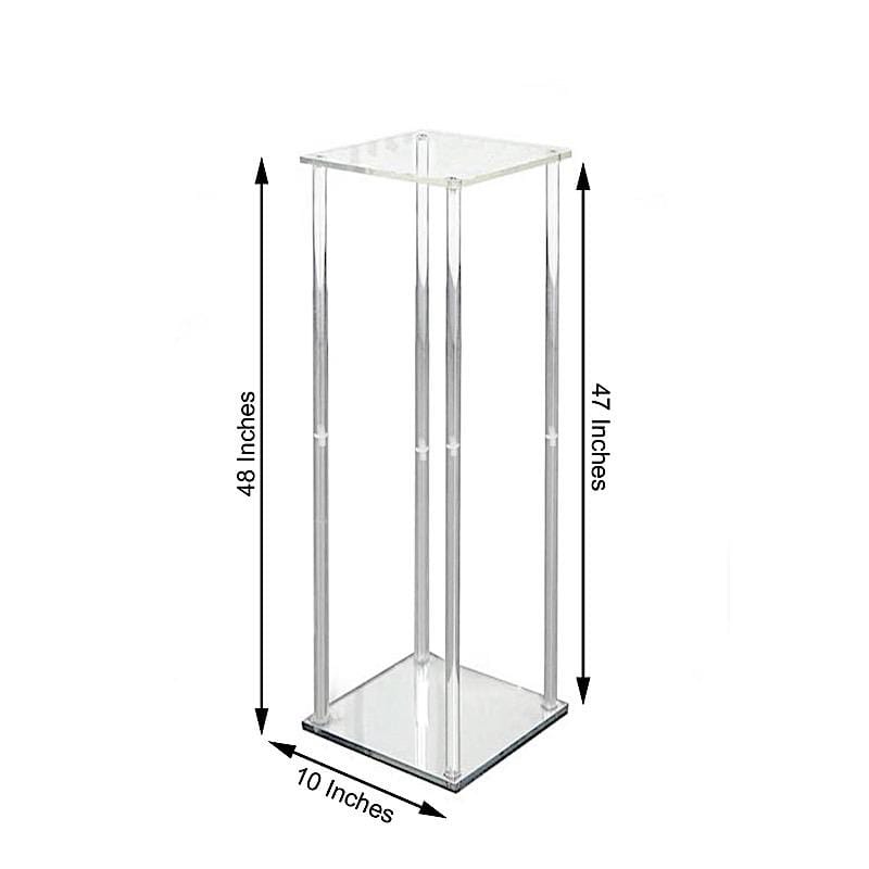 Clear Crystal Rectangular Stand Flower Vase Column