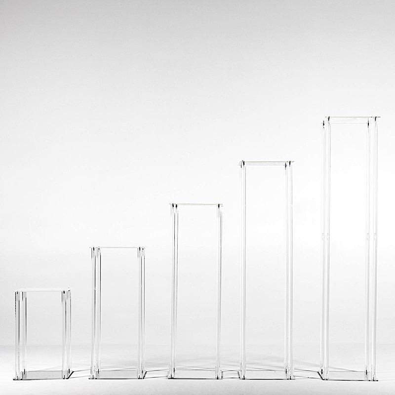 Clear Crystal Rectangular Stand Flower Vase Column