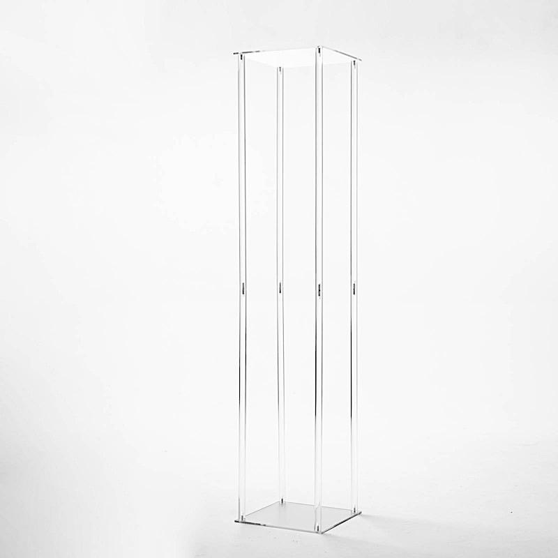 Clear Crystal Rectangular Stand Flower Vase Column