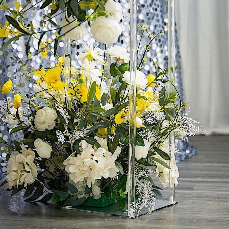 Clear Crystal Rectangular Stand Flower Vase Column