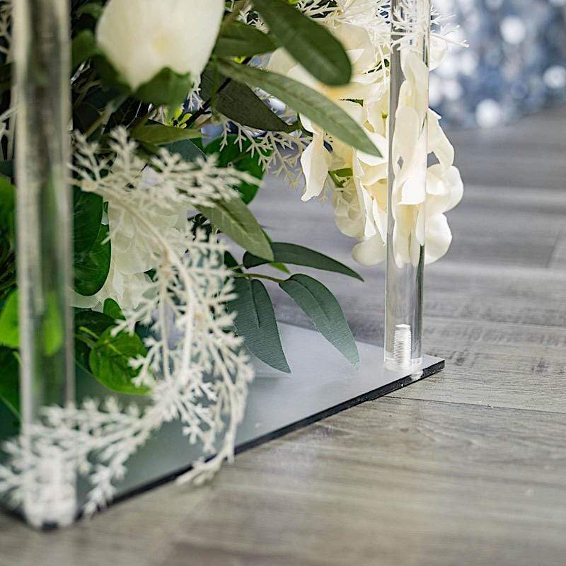 Clear Crystal Rectangular Stand Flower Vase Column