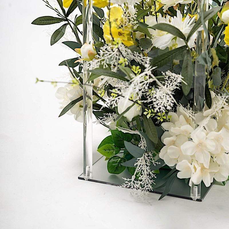 Clear Crystal Rectangular Stand Flower Vase Column