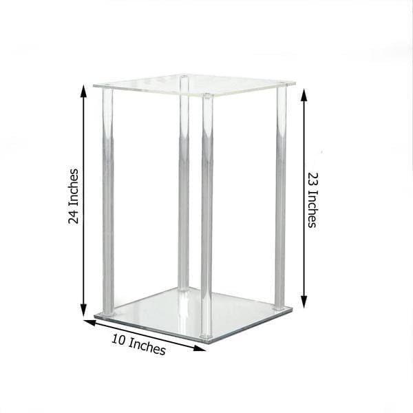 Clear Crystal Rectangular Stand Flower Vase Column