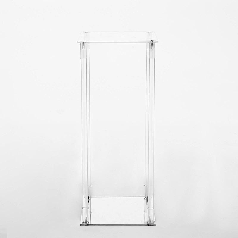Clear Crystal Rectangular Stand Flower Vase Column
