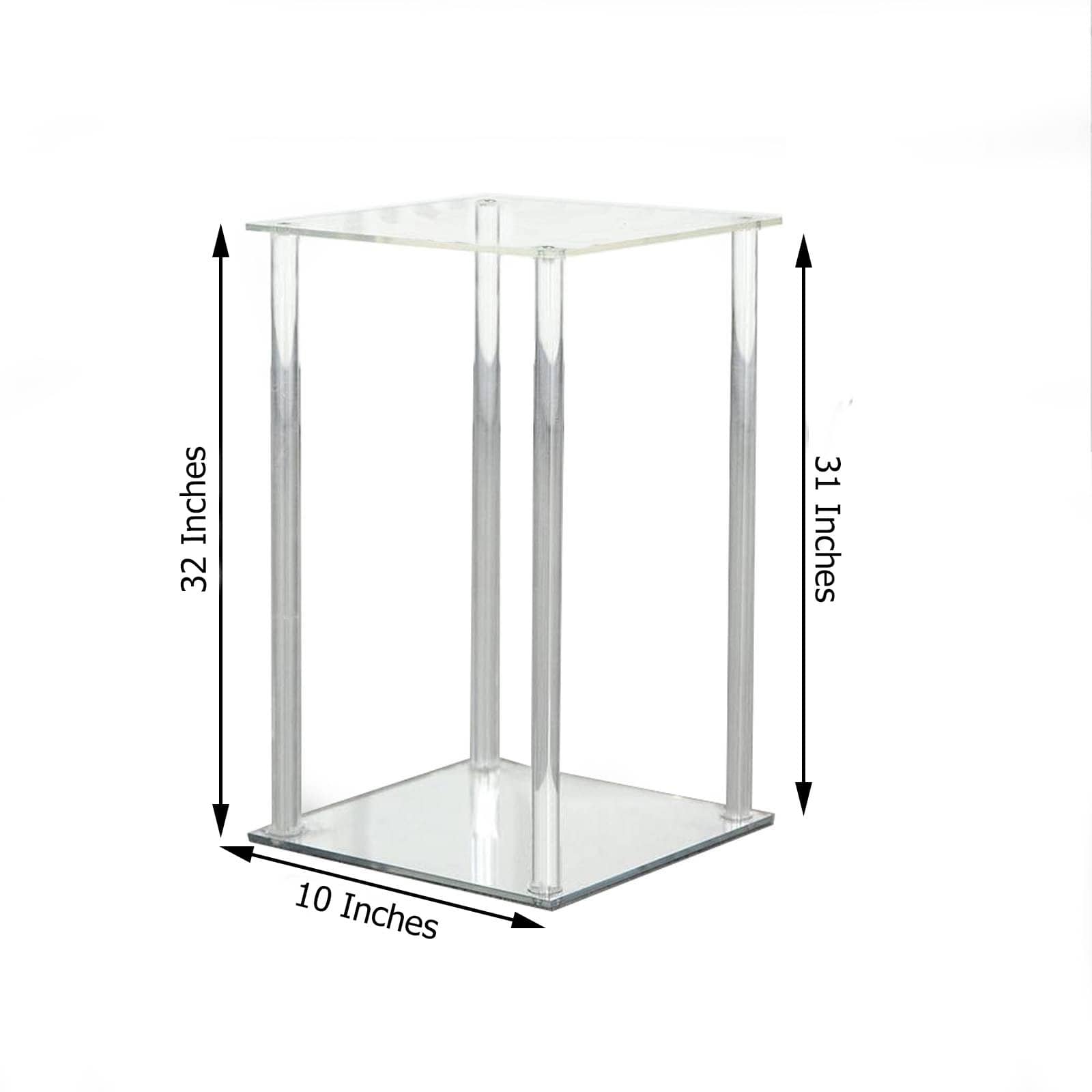 Clear Crystal Rectangular Stand Flower Vase Column