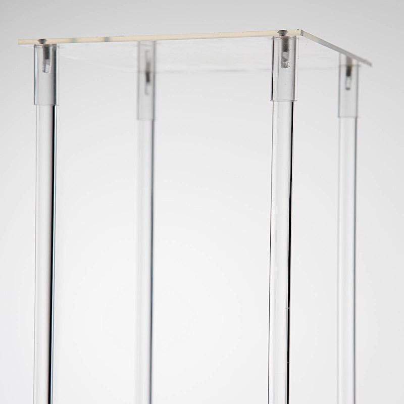 Clear Crystal Rectangular Stand Flower Vase Column