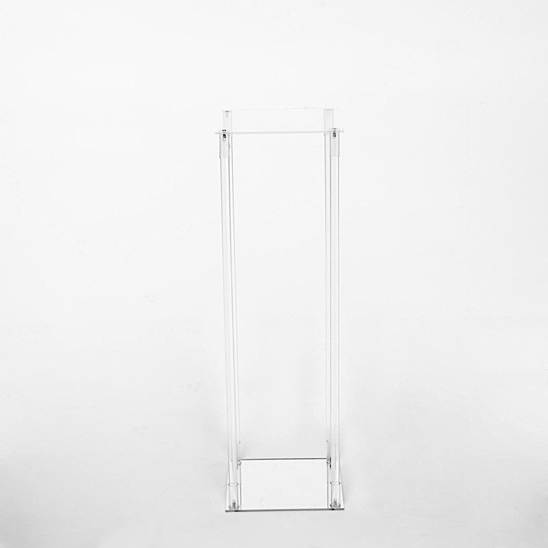 Clear Crystal Rectangular Stand Flower Vase Column