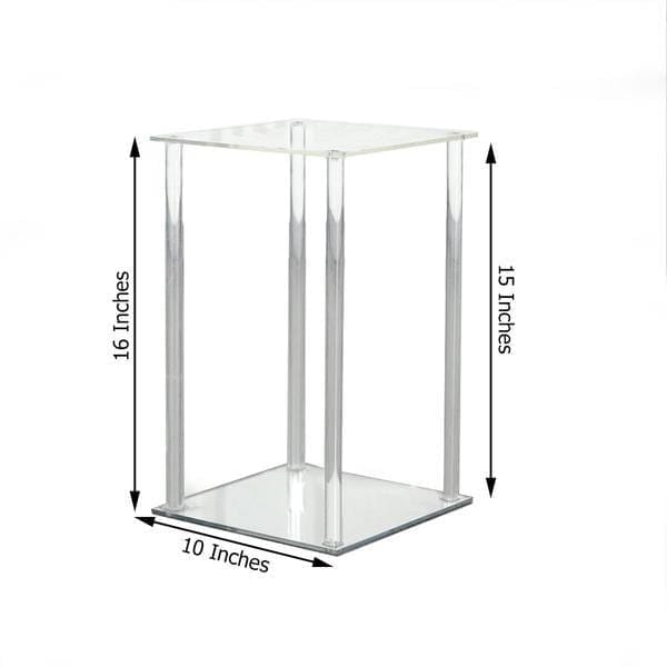 Clear Crystal Rectangular Stand Flower Vase Column