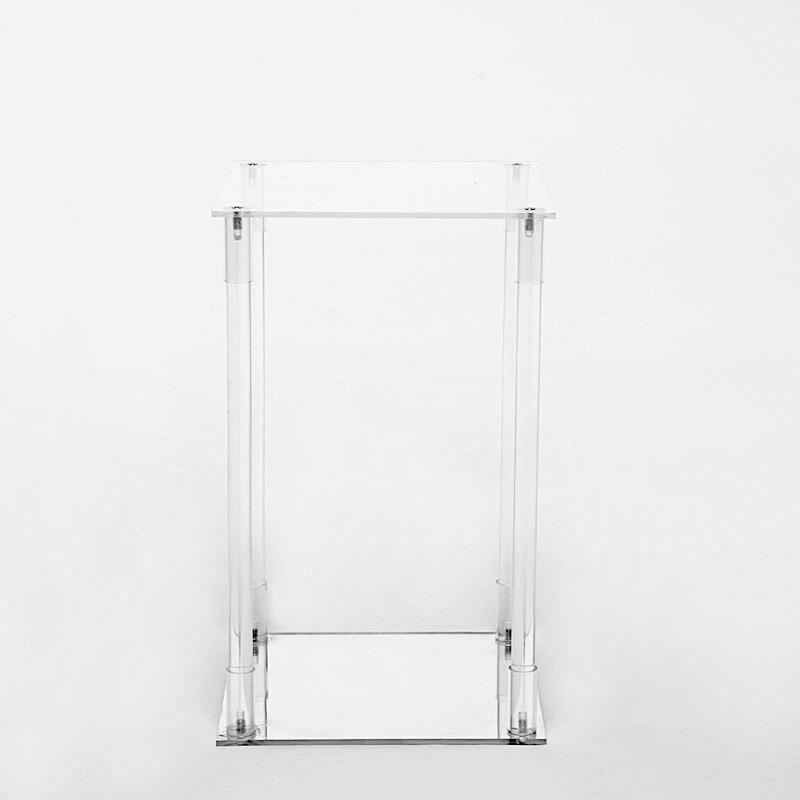 Clear Crystal Rectangular Stand Flower Vase Column