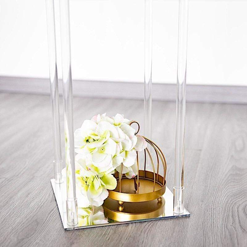 Clear Crystal Rectangular Stand Flower Vase Column